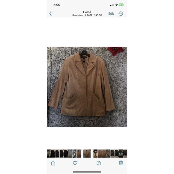 DIALOGUE WOMEN'S SUEDE LEATHER JACKET TAN 3-BUTTON FRONT LARGE - Picture 5 of 10